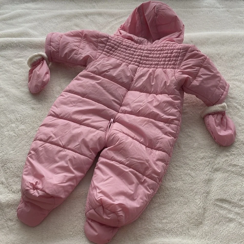 The Children’s Place Baby Hooded Winter Romper Pink Baby Girl Size 6-9M